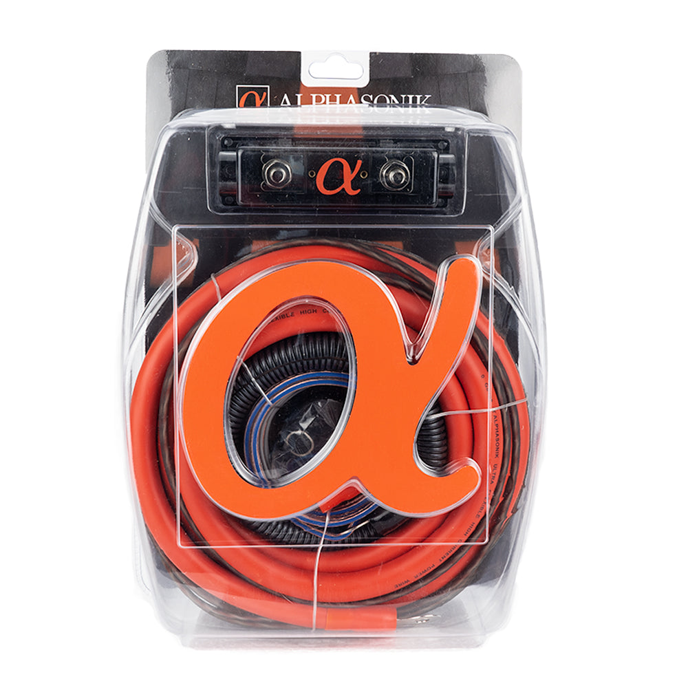 Alphasonik HK0 Premium 0-Gauge Complete Car Amplifier Installation Kit Power, Ground, Remote, Speaker Wire, Twisted RCA Interconnect, in Line ANL Fuse Holder, 250Amp ANL Fuse - Amp Install Kit