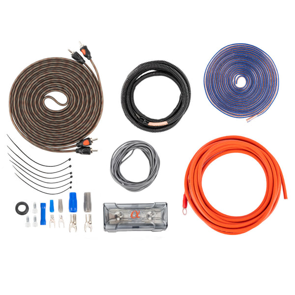 Alphasonik HK8 Premium 8-Gauge Complete Car Amplifier Installation Kit Power, Ground, Remote, Speaker Wire, Twisted RCA Interconnect, in Line Mini ANL Fuse Holder, 80Amp ANL Fuse - Amp Install Kit…