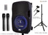 Alphasonik 12" Portable Rechargeable Battery Powered 1200W PRO DJ Amplified Loud Speaker with 2 Wireless Microphones Echo Bluetooth USB SD Card AUX MP3 FM Radio PA System LED Ring Karaoke Tripod Stand