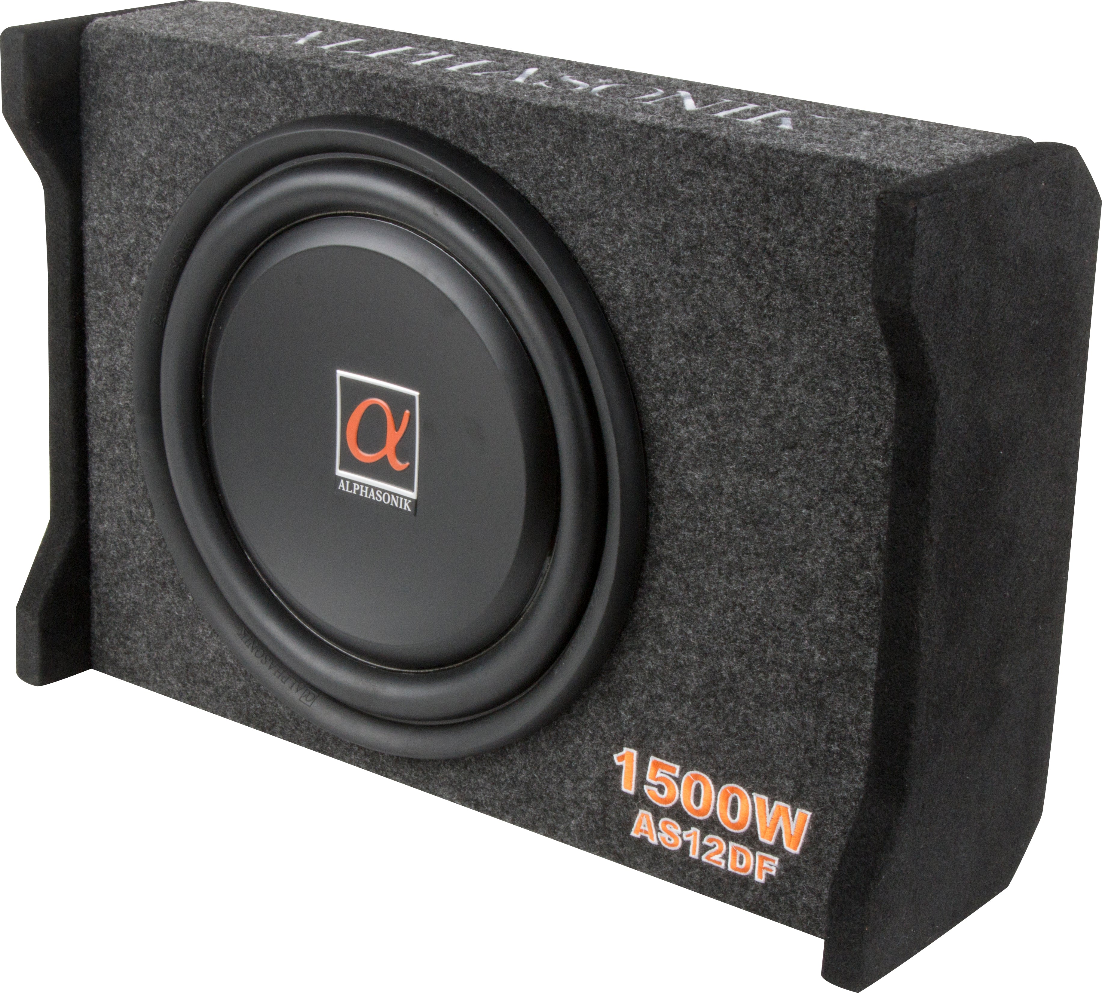 Alphasonik AS12DF 12" 1500 Watts 4-Ohm Down Fire Shallow Mount Flat Enclosed Sub woofer for Tight Spaces in Cars and Trucks, Slim Thin Loaded Subwoofer Air Tight Sealed Bass Enclosure