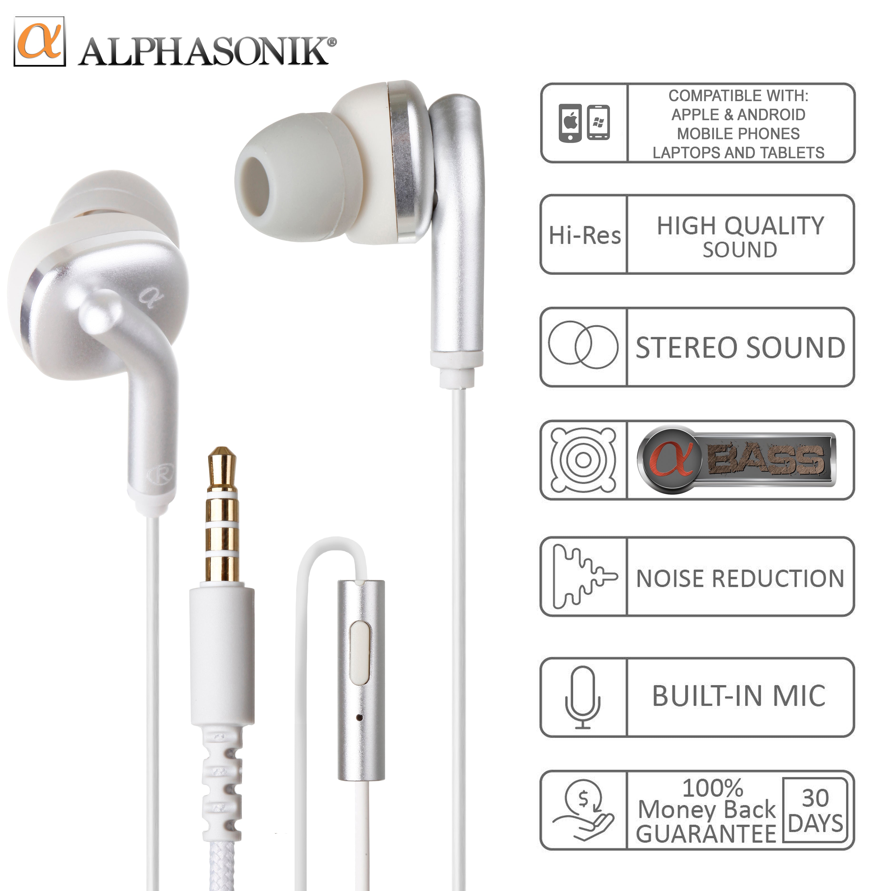 Alphasonik AE50AB Ultra HD Stereo Earphones