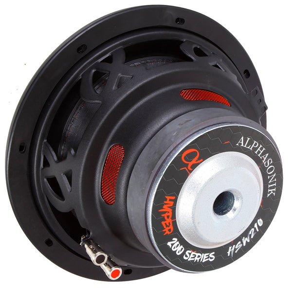 Alphasonik HSW210 Hyper 200 Series 10” 900 Watts Max / 300 Watts RMS Single 4 Ohm Car Subwoofer Stamped Alpha Steel Basket with High Grade Magnet Non Pressed Paper Cone Audio Speaker Bass Sub Woofer