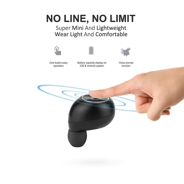 A3TWS True Wireless Earbuds Bluetooth Noise Isolating Water-resistant Headphones Touch Control Sports in-Ear Earbud TWS Stereo Sound Mini Headset Built-in Mic Extra Bass Portable Charging Case