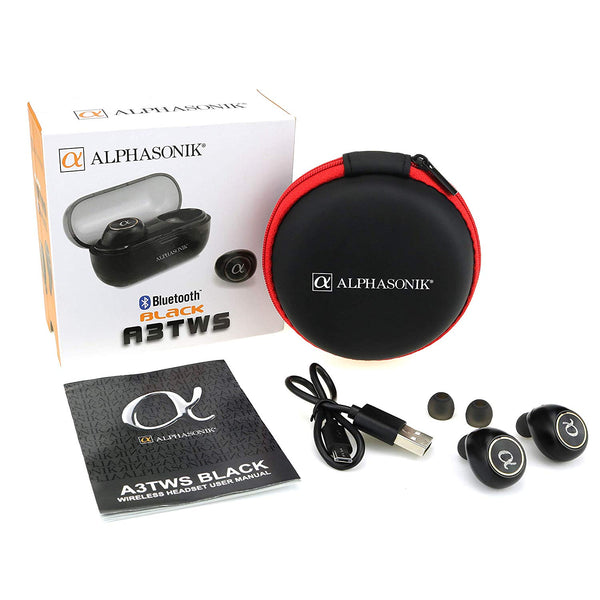 A3TWS True Wireless Earbuds Bluetooth Noise Isolating Water-resistant Headphones Touch Control Sports in-Ear Earbud TWS Stereo Sound Mini Headset Built-in Mic Extra Bass Portable Charging Case