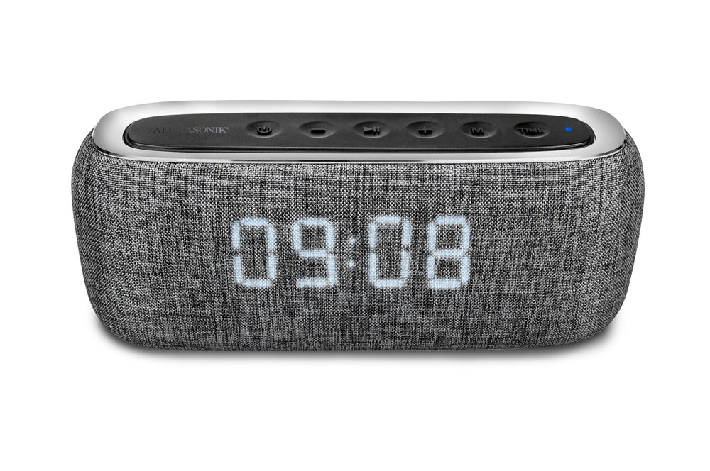 Alphasonik CHARM Wireless Bluetooth Portable Speaker with Digital LED Alarm Clock (*Military Time ONLY*)