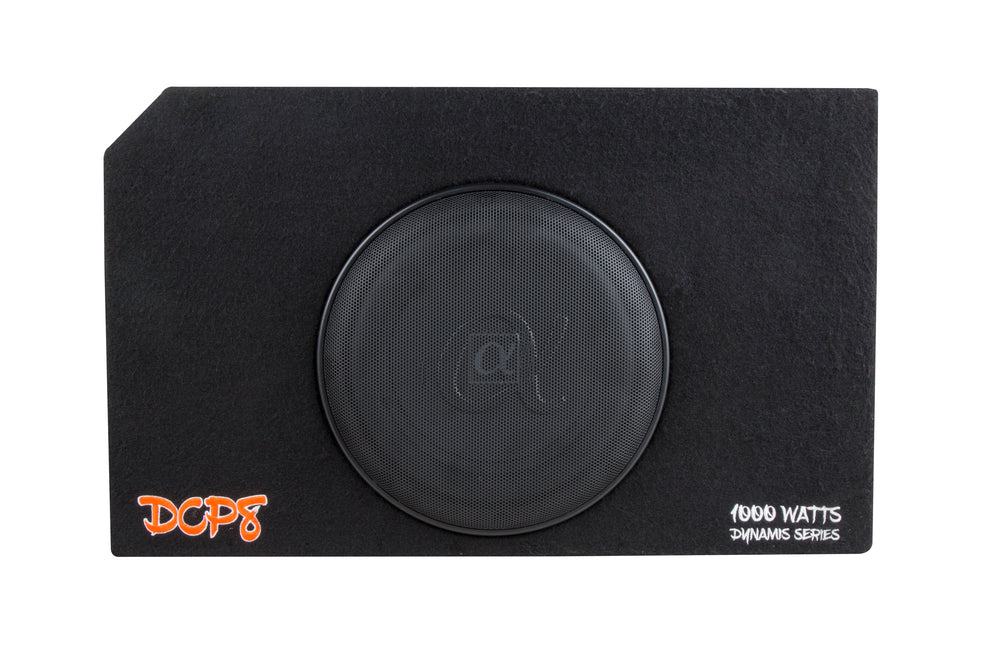 Alphasonik Dynamis DCP8 8 inch 1000 Watts 4-Ohm Shallow Mount Flat Enclosed Sub woofer in Ported Vented Box for Tight Spaces in Cars and Trucks, Slim Thin Loaded Subwoofer Custom Port Bass Enclosure
