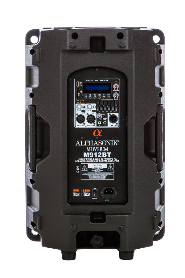 Alphasonik Mayhem M912BT Powered PRO DJ Speaker with Bluetooth