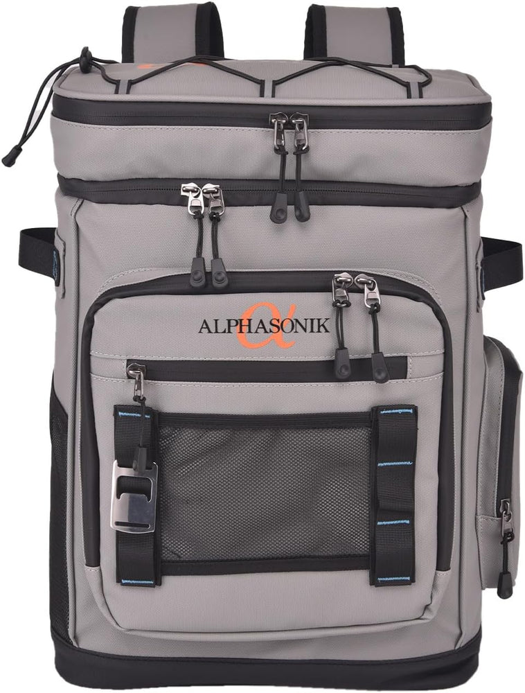Alphasonik Cooler Backpack With Lifetime Guarantee- 40 Cans Insulated Backpack Cooler for Men & Women, 2 Leak Proof Compartments Coolers Bag for Beach Travel Picnic Hiking BBQ Fishing Outdoor Camping (Gray)